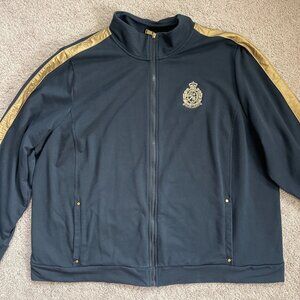 Lauren Ralph Lauren L-RL Jacket Women 3X Black Gold Crest Full Zip Preppy Active